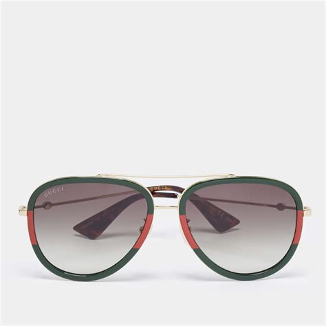 gucci gg0062s lente verde|GUCCI Web Aviator Sunglasses GG0062S Green Red.